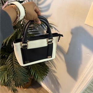Classic Two-Tone Black & Cream Satchel Bag